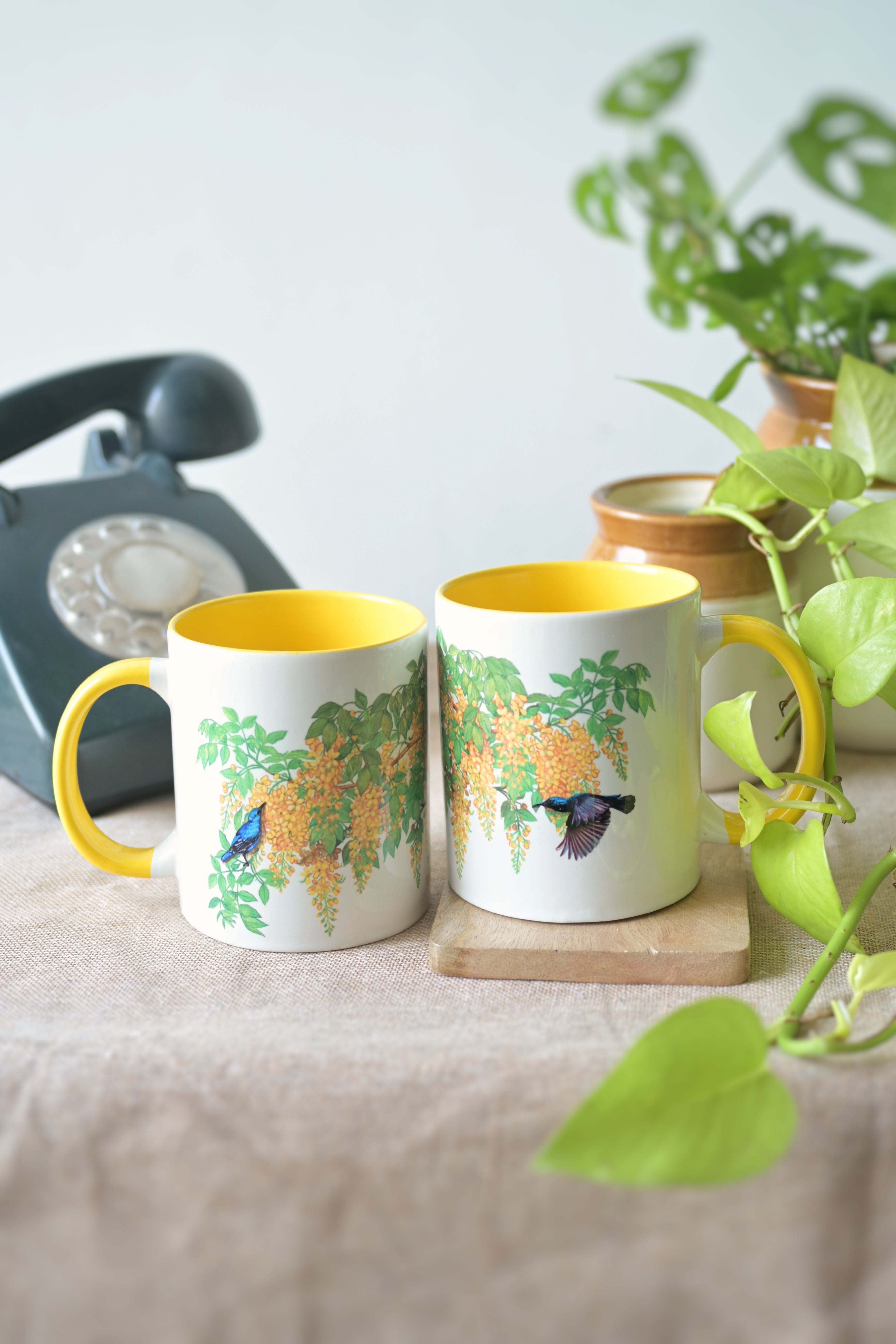 Golden rain where the sunbird plays (set of two)
