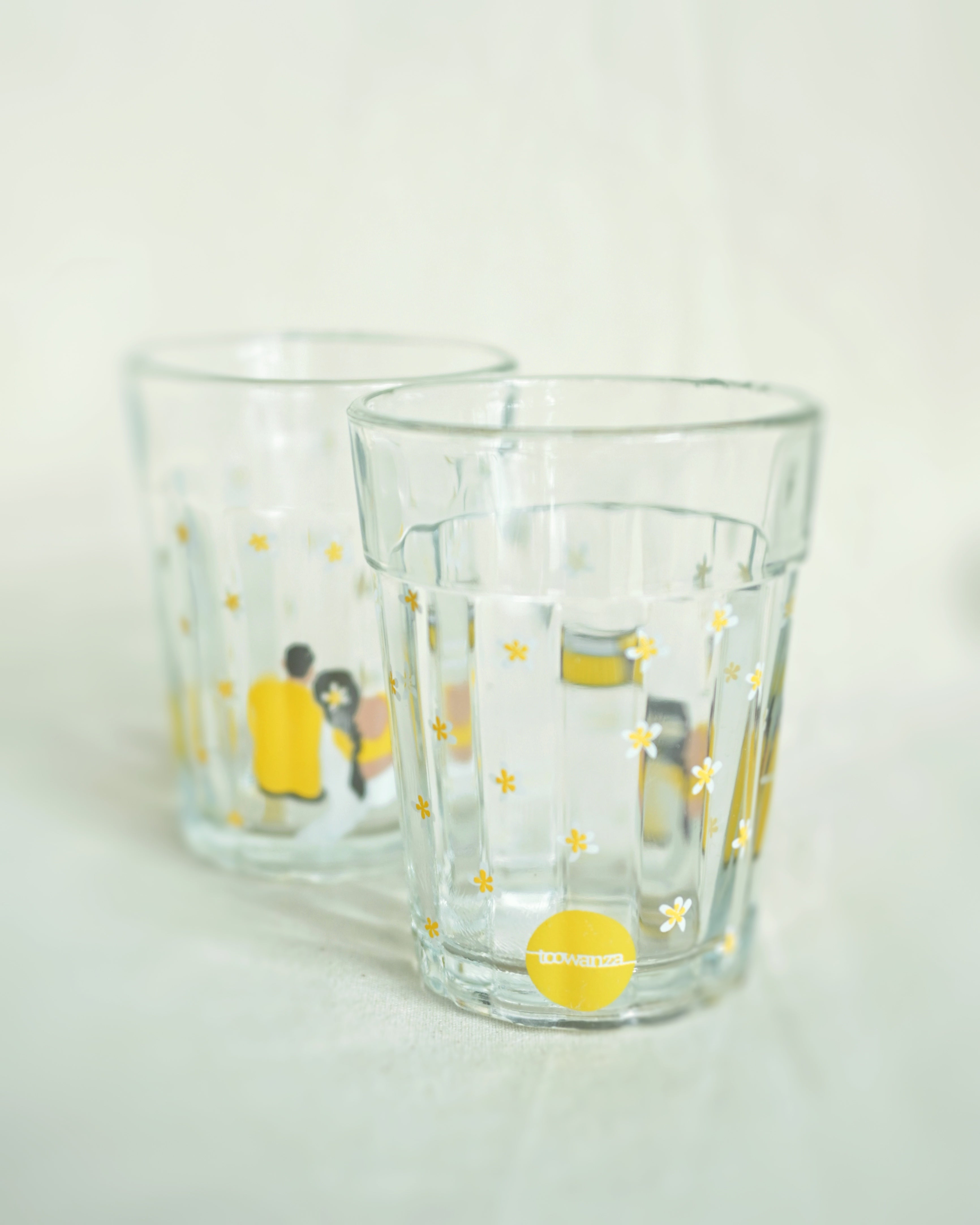 Love melodies with Frangipani (set of two) Crystal Glass