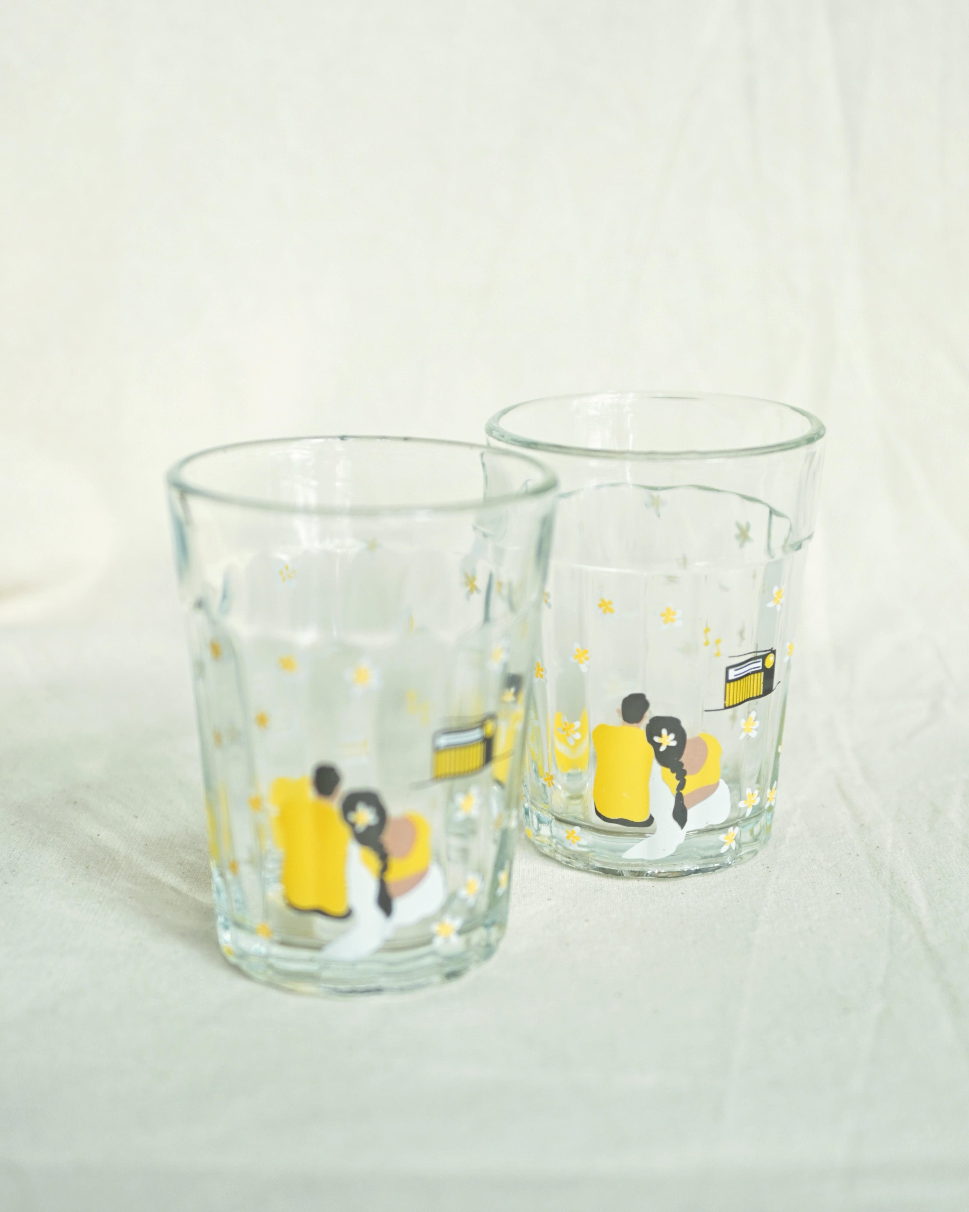 Love melodies with Frangipani (set of two) Crystal Glass