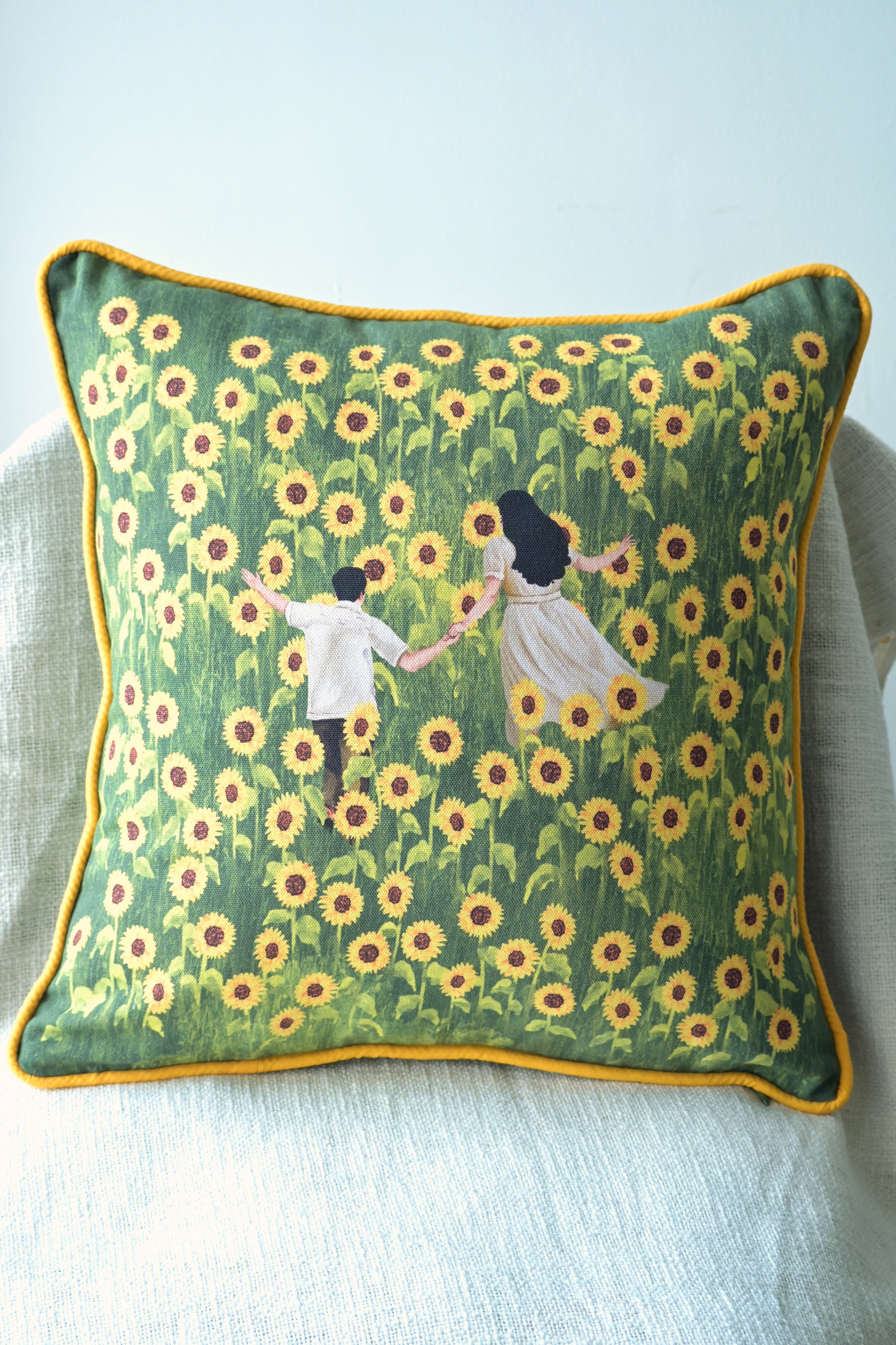 Running together in a Sunflower field (set of three)