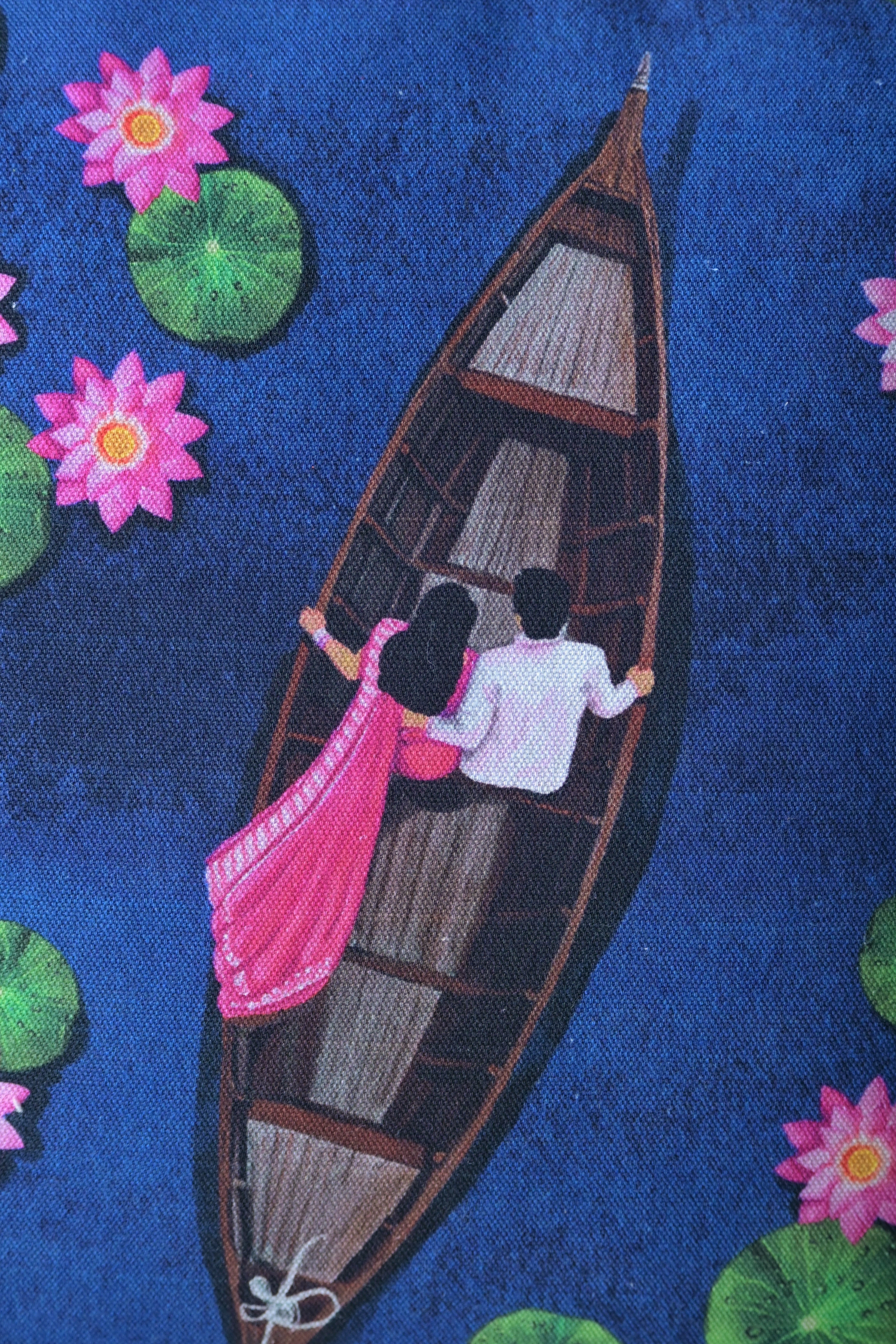 Boat ride in a quite Lotus pond