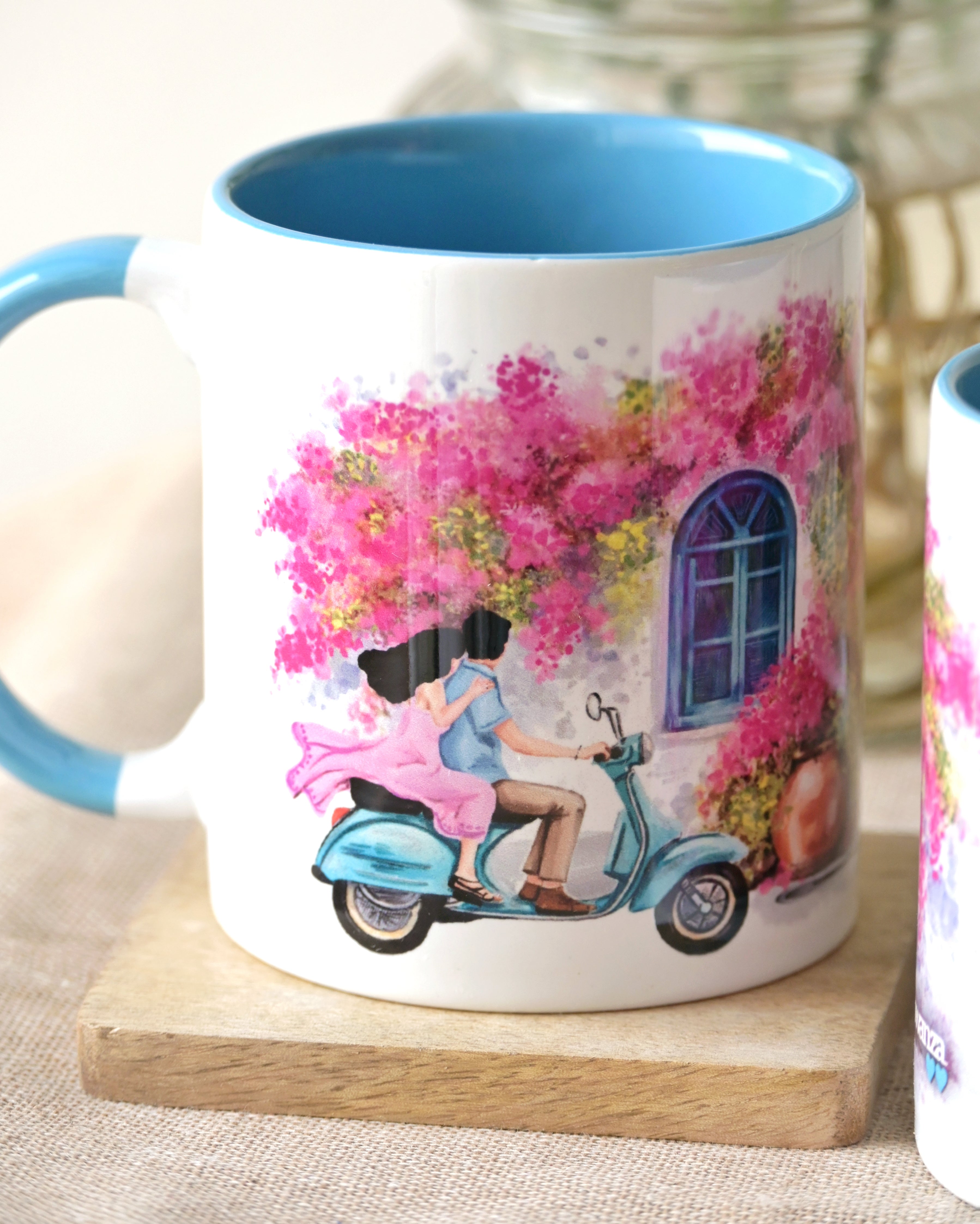 Bougainvillea dreams under soft blues (set of two)