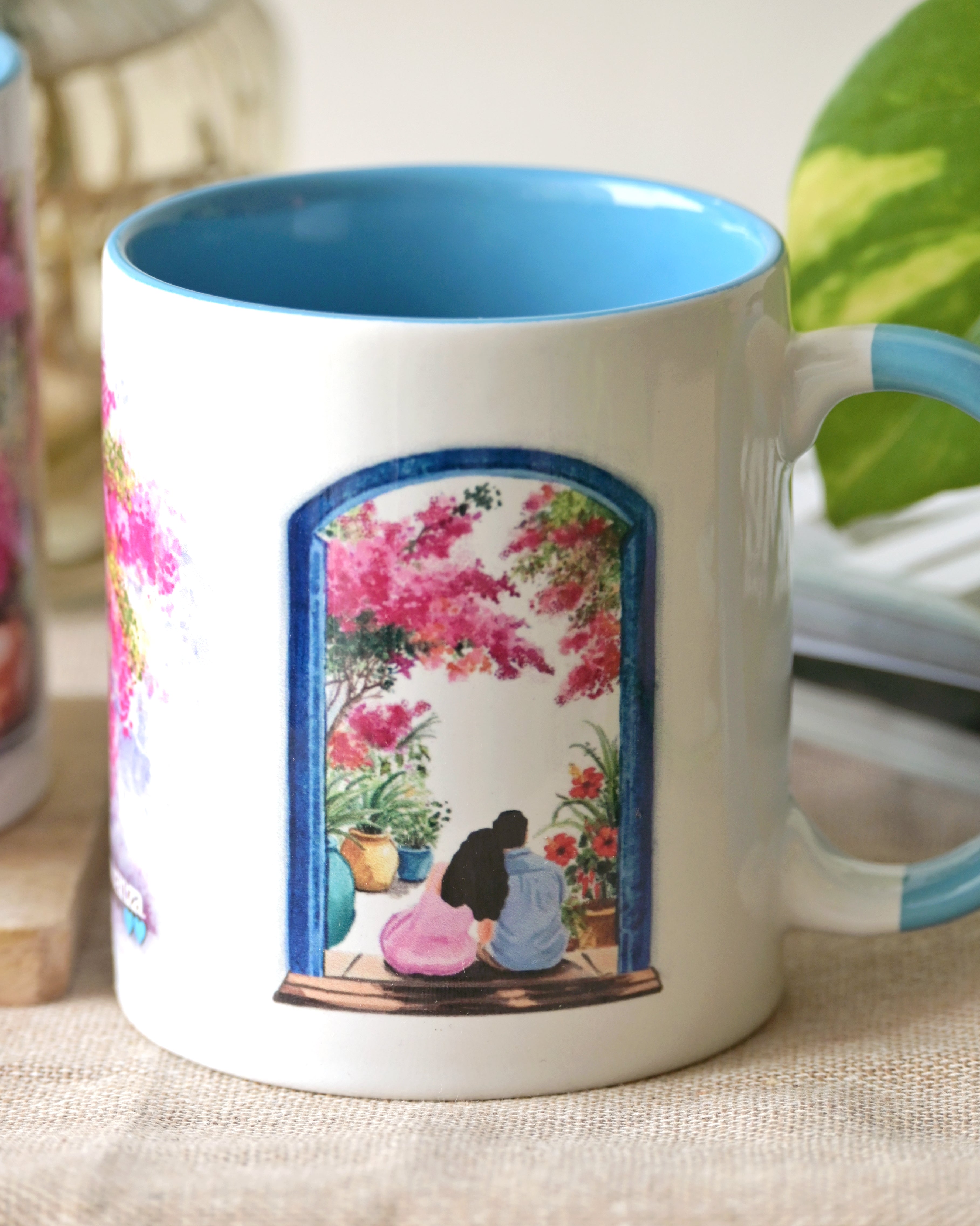 Bougainvillea dreams under soft blues (set of two)